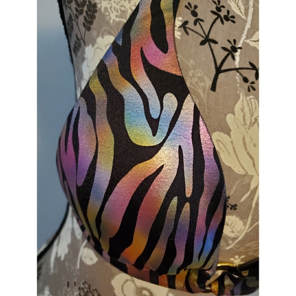 Victoria's Secret rainbow metallic zebra swim top - Picture 8 of 10